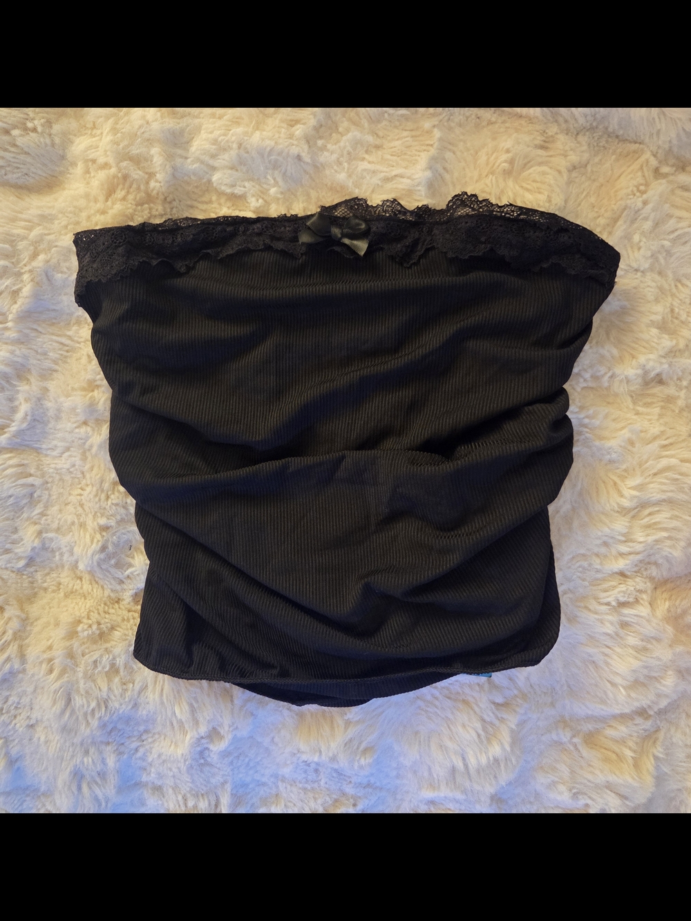 NWT Medium Black Lace Trim Strapless Tube Top